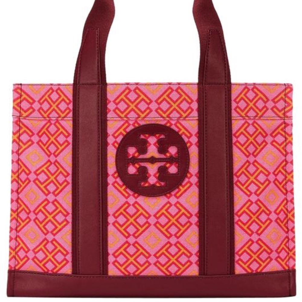 Tory Burch Limited Edition Honeysuckle 4T Printed Classic Canvas & Leather Tote